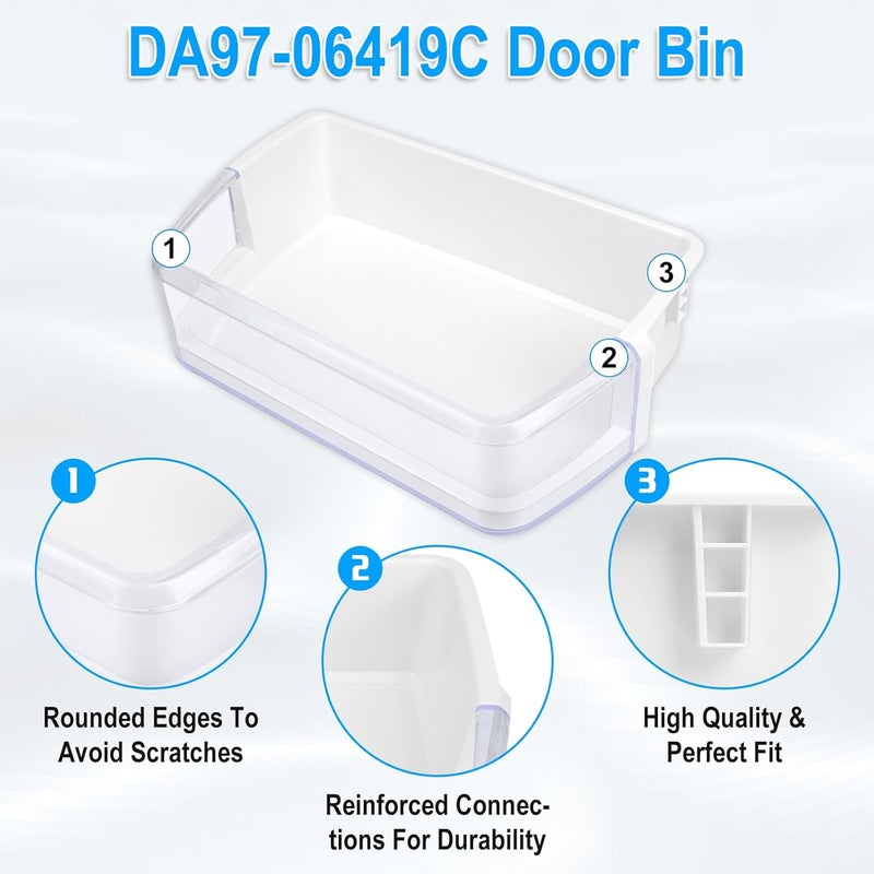 Alvar [2 PACK] UPGRADED DA97-06419C Refrigerator Door Bin Shelf Right Compatible with Samsung Refrigerator Door Shelf Parts DA63-04314 DA63-04316 AP4567198 RFG293HARS RFG297HDRS RFG298HDRS Door Shelf - Image 3
